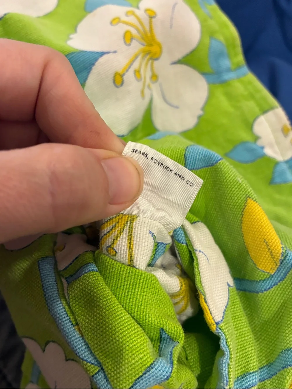 Sears Vintage Girls Green Floral Hooded Jacket - White & Blue Size 4